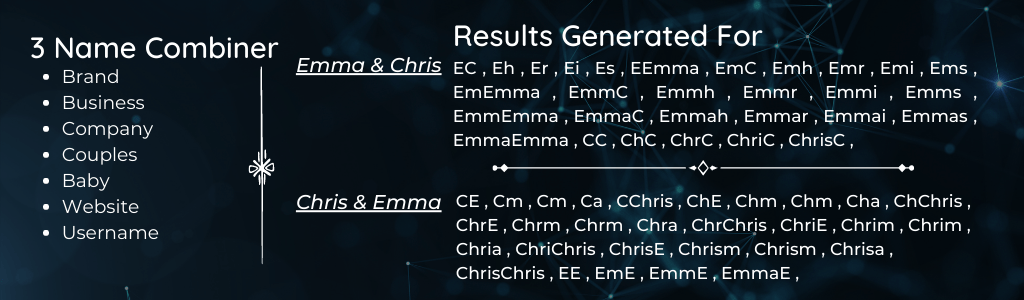3 Name Combiner Tool – Merge 2, 3 or More Names