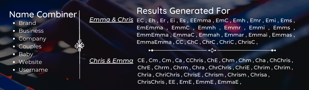 Name Combiner Tool | Best Online Tool To Create Unique Names