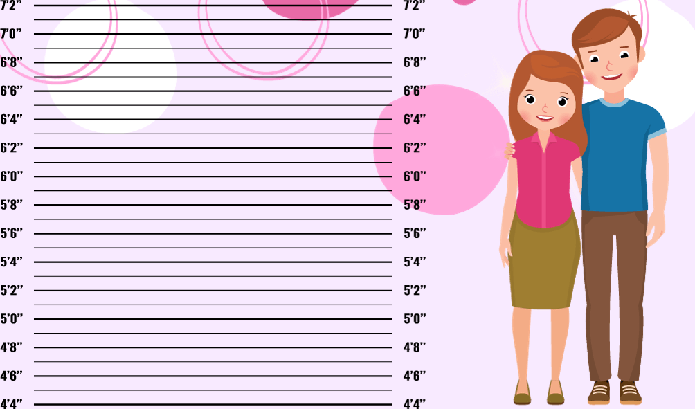 Couple Height Comparison Chart - Illustration comparing the heights of a male and female couple, emphasizing the visual representation of height differences for a better understanding.