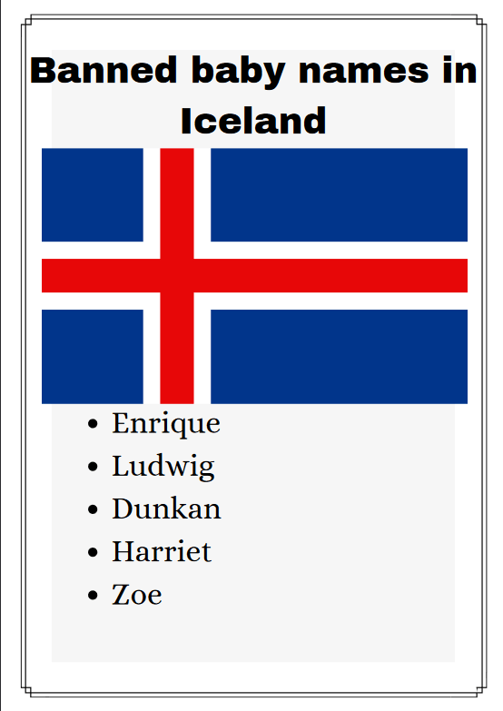 banned Baby names in Iceland